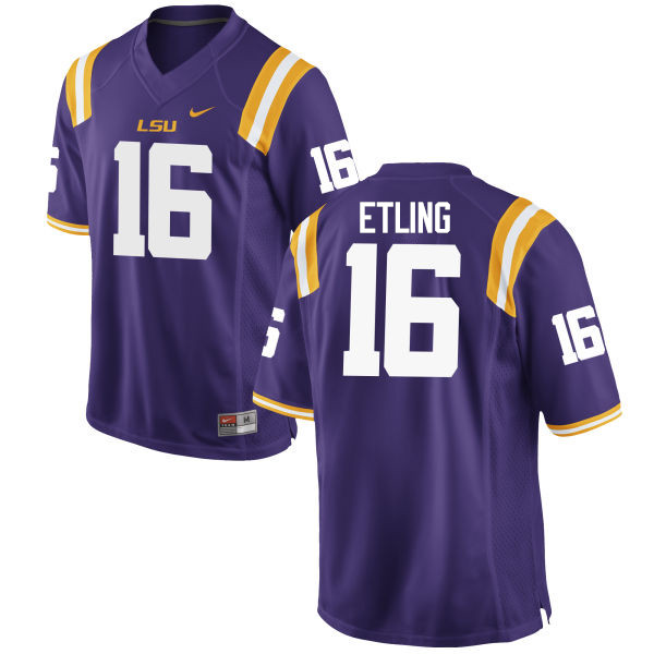 Men LSU Tigers #16 Danny Etling College Football Jerseys Game-Purple